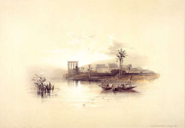 David Roberts(pictor scoţian, 1796-1864)~ Apus de soare la Insula Philae
