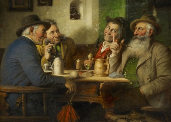 Josef Wagner-Höhenberg (1870–1939)~ Întâlnire cu notarul într-o tavernă  bavareză