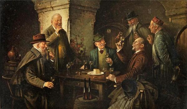 Hans Lassen(1808-1884) ~ degustătorii  de vin