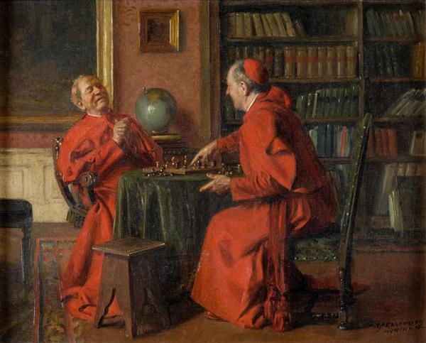Max Barascuts (1869-1927)~ Doi cardinali joacă şah