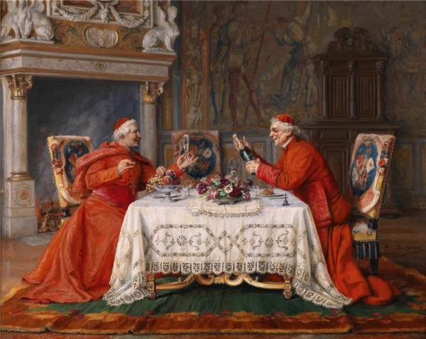 Paul Schaan (1857- 1924)~  doi cardinali la masa de prânz