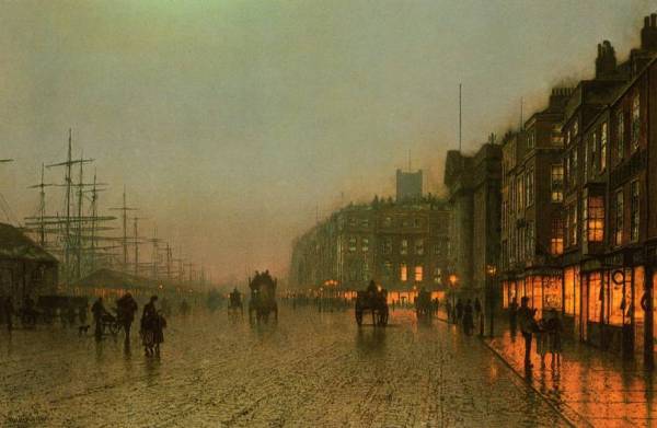 John Atkinson Grimshaw  (1836-1893)~Liverpool Quay by Moonlight