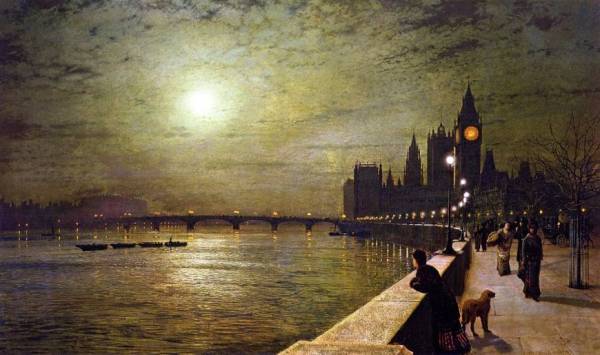 John Atkinson Grimshaw (1836-1893)~Reflections on the Thames, Westminster, 