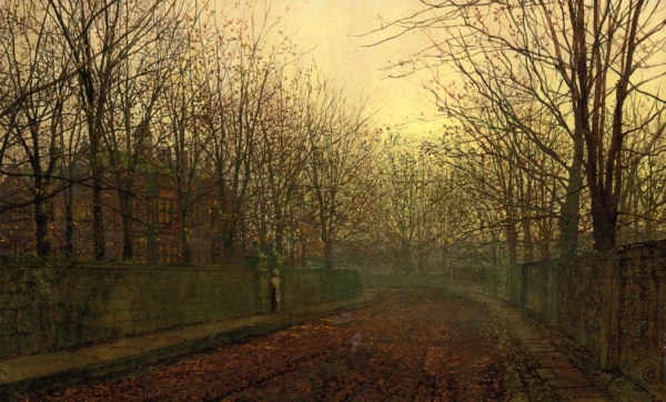 John Atkinson Grimshaw  (1836-1893)~An Autumn Lane