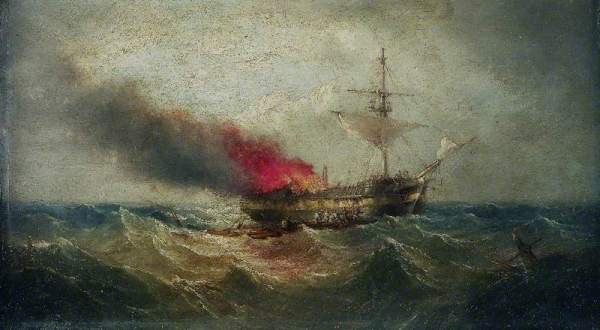 Henry Redmore ( 1820-1887)~Incendiu pe mare
