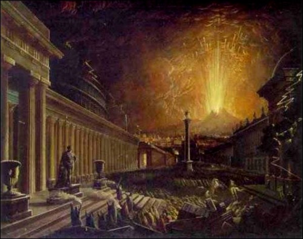 <a href="https://en.wikipedia.org/wiki/John_Martin_(painter)">John Martin, pictor englez (1789 - 1854) ~ Erupția Vezuviului cu distrugerea orasului roman Pompei </a>