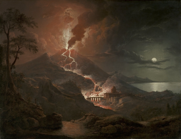 <a href="https://en.wikipedia.org/wiki/Sebastian_Pether">Sebastian Pether, pictor englez (1790–1844) ~ Erupția Vezuviului, cu distrugerea unui oraș roman, Pompei