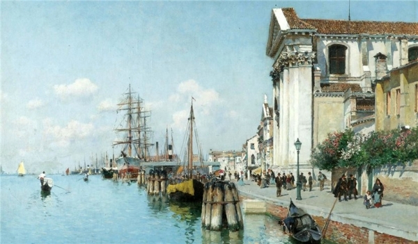 Federico del Campo, pictor peruvian (1837-1923) – View of the Grand Canal of Venice