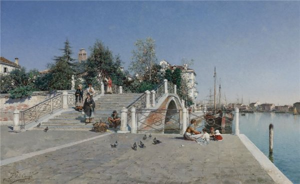 Federico del Campo, pictor peruvian (1837-1923) – Ponte Della Calcina, Dorsoduro, Venice
