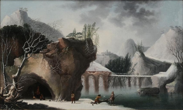 Francesco Foschi, pictor italian (1710–1780)~peisaj de iarnă