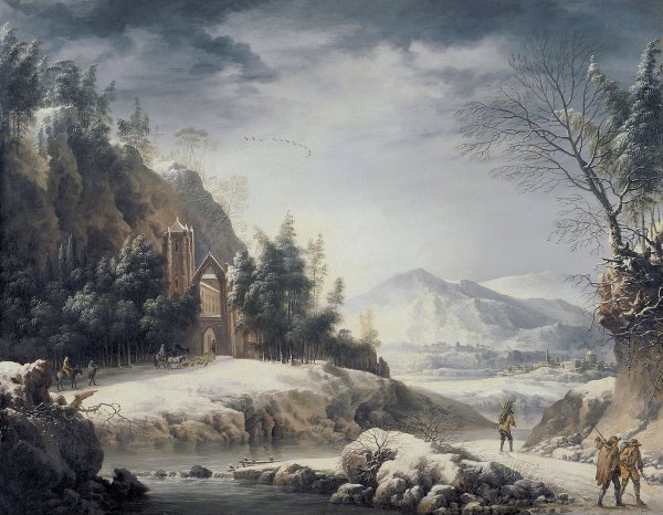 Francesco Foschi, pictor italian (1710–1780)~peisaj de iarnă