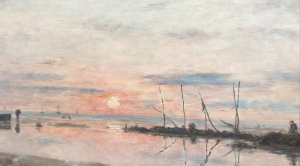 Eugène Louis Boudin, pictor francez (1824 – 1898) ~ Le Havre, coucher de soleil sur la rivière