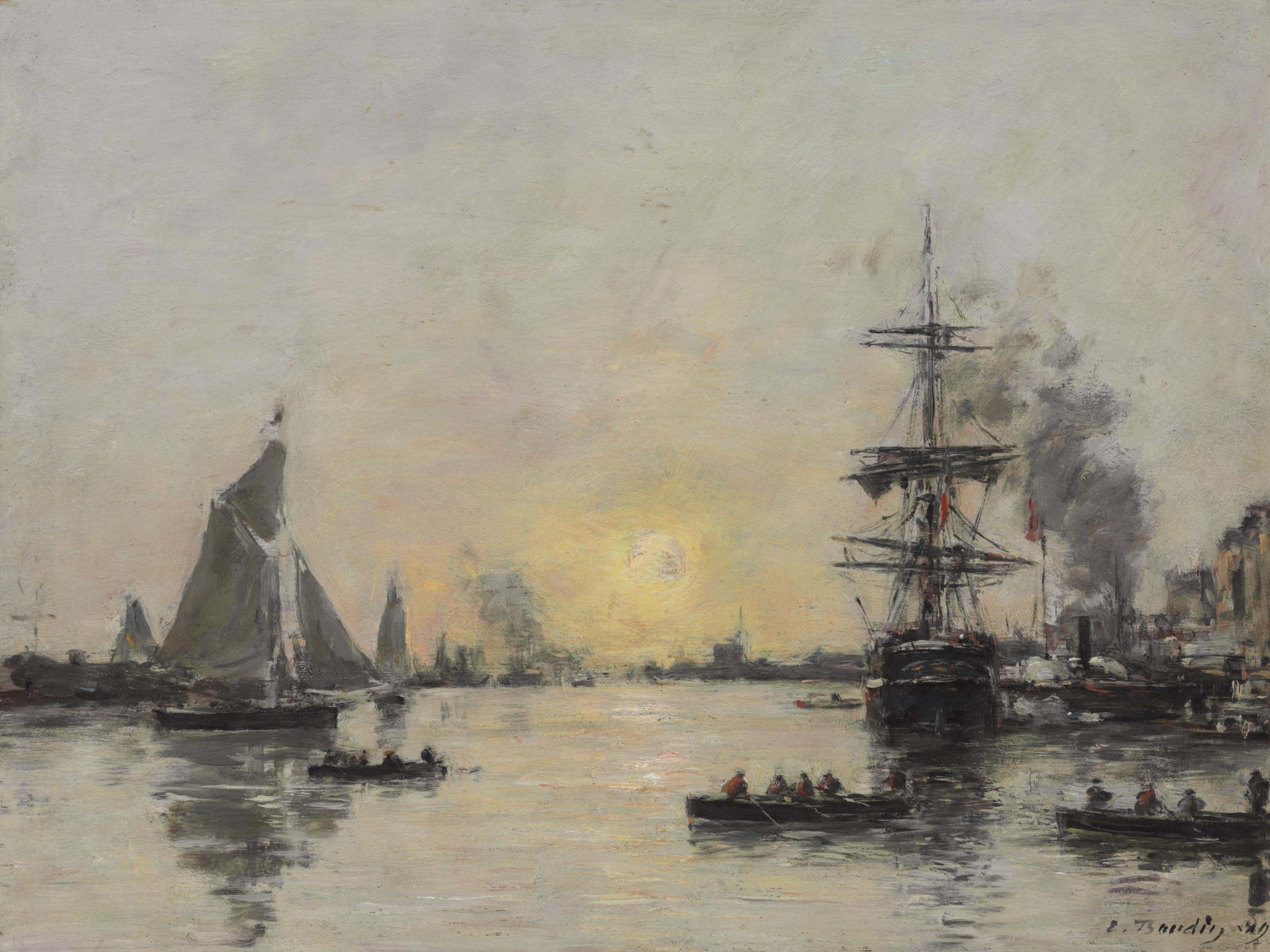 Eugène Louis Boudin, pictor francez (1824 – 1898) ~ Le Havre, lavant port maree du soir