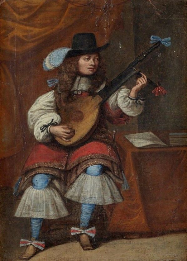 Gillis Van Tilborgh, pictor belgian (1625 – 1678)~A lute player in an interior