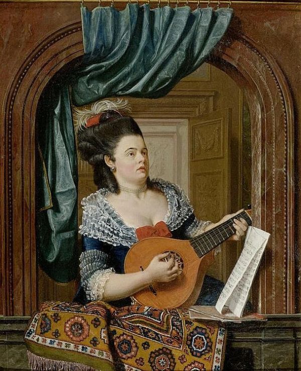 Jan Gerard Waldorp, pictor olandez (1740-1808) ~ A lady with mandolin at a window