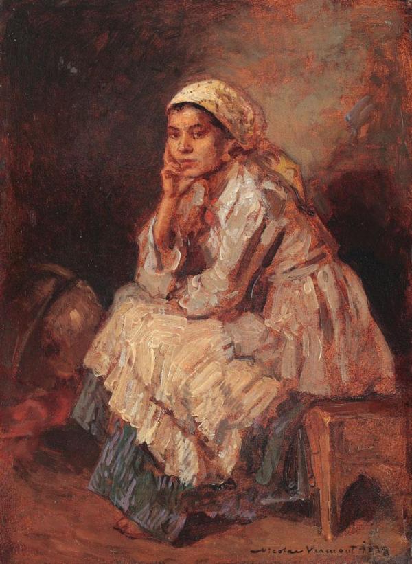 Nicolae Vermont, pictor român (10 octombrie 1866, Bacău - 14 iunie 1932) ~ Aşteptând 1928