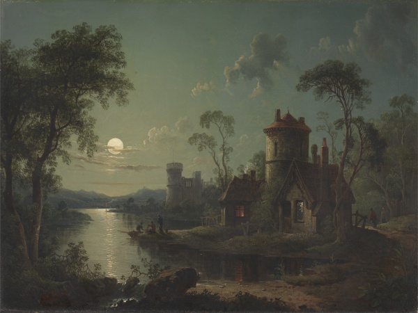 Sebastian Pether, pictor englez (1790-1844) ~ Moonlit river