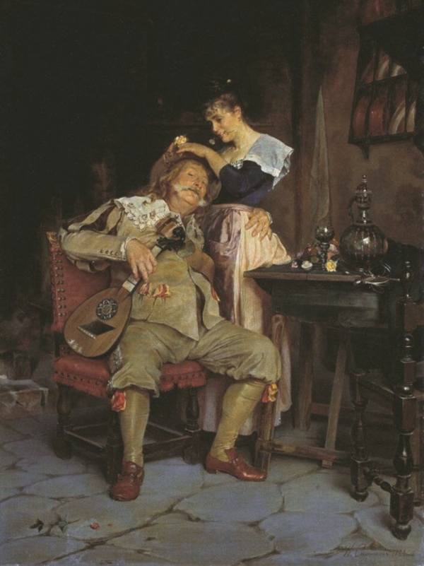 Stepanov Claudius Petrovich, pictor rus, (1854-1910)~ A Grey Beard, but a Lusty Heart