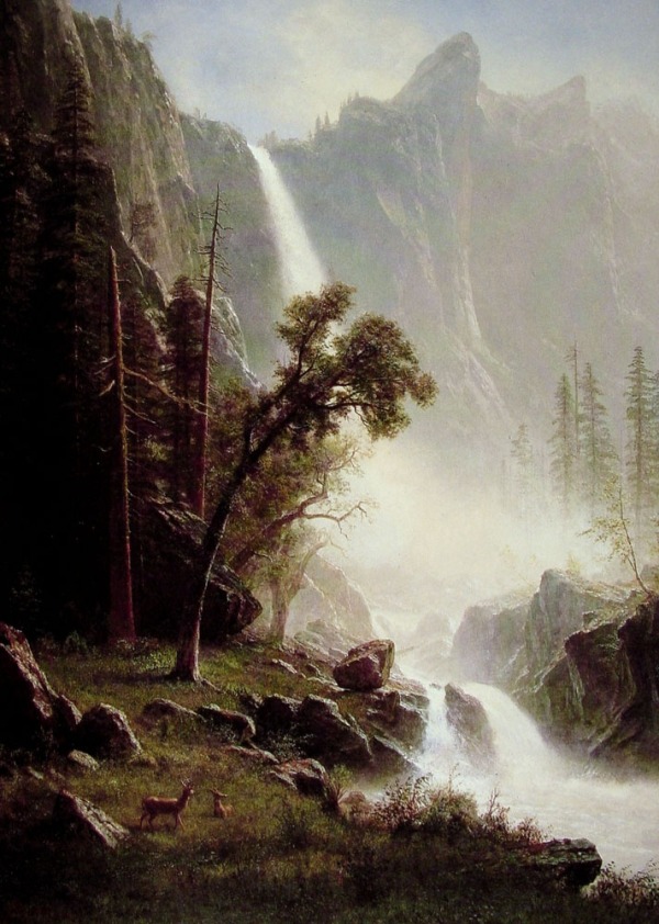 Albert Bierstadt, pictor germano - american (1830 -1902)~ Bridal Veil Falls Yosemite