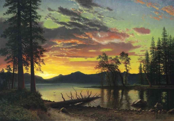 Albert Bierstadt, pictor germano - american (1830 -1902)~ Twilight, Lake Tahoe