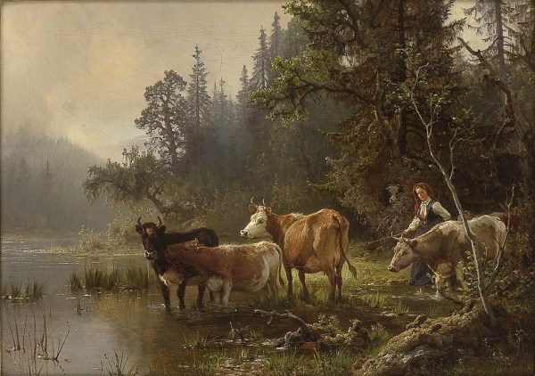 Anders Monsen Askevold, pictor norvegian (1834 - 1900) ~ At the Watering Place