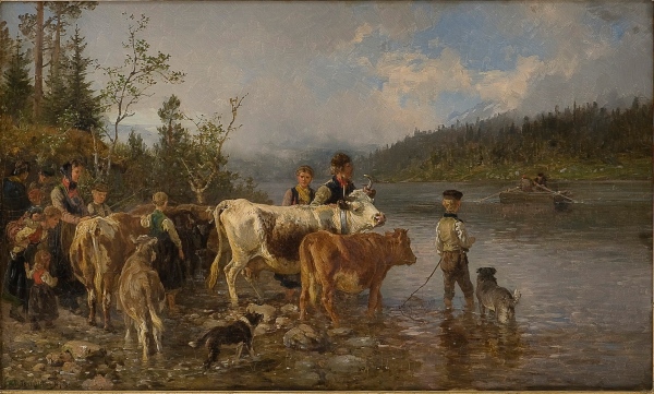 Anders Monsen Askevold, pictor norvegian (1834 - 1900) ~ Crossing the Stream