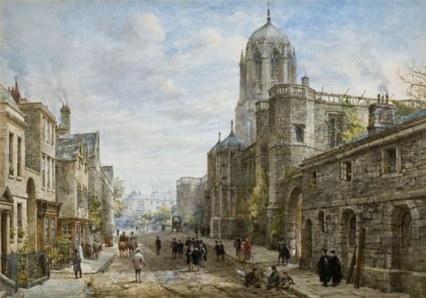 Louise Rayner, pictor englez, acuarelă şi guașă (1832–1924) ~ Cambridge Gates of Magdalene College
