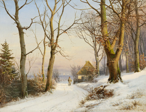 Anders Andersen Lundby, pictor danez (1841-1923) – Winter day near the Sound